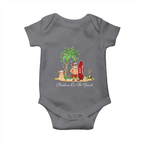 Hawaii Christmas Baby Onesie Christmas On The Beach Holiday Xmas Palm Tree TS10 Charcoal Print Your Wear
