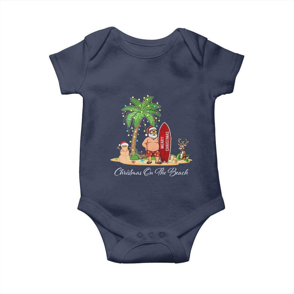 Hawaii Christmas Baby Onesie Christmas On The Beach Holiday Xmas Palm Tree TS10 Navy Print Your Wear