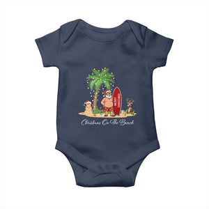 Hawaii Christmas Baby Onesie Christmas On The Beach Holiday Xmas Palm Tree TS10 Navy Print Your Wear