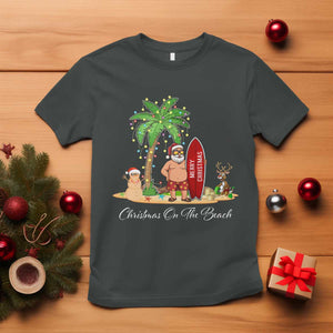 Hawaii Christmas T Shirt Christmas On The Beach Holiday Xmas Palm Tree TS10 Dark Heather Print Your Wear