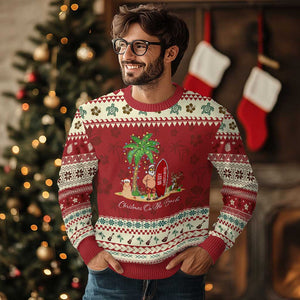 Hawaii Ugly Christmas Sweater Christmas On The Beach Holiday Xmas Palm Tree TS10 Hibiscus Print Your Wear