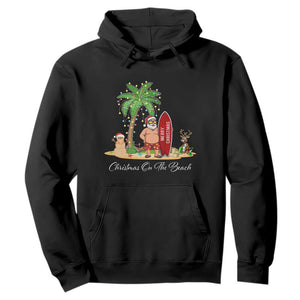 Hawaii Christmas Hoodie Christmas On The Beach Holiday Xmas Palm Tree TS10 Black Print Your Wear