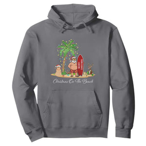 Hawaii Christmas Hoodie Christmas On The Beach Holiday Xmas Palm Tree TS10 Charcoal Print Your Wear