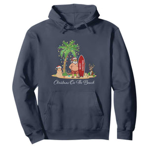 Hawaii Christmas Hoodie Christmas On The Beach Holiday Xmas Palm Tree TS10 Navy Print Your Wear