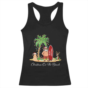 Hawaii Christmas Racerback Tank Top Christmas On The Beach Holiday Xmas Palm Tree TS10 Black Print Your Wear