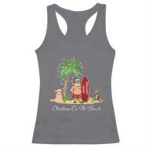 Hawaii Christmas Racerback Tank Top Christmas On The Beach Holiday Xmas Palm Tree TS10 Charcoal Print Your Wear