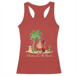 Hawaii Christmas Racerback Tank Top Christmas On The Beach Holiday Xmas Palm Tree TS10 Red Print Your Wear