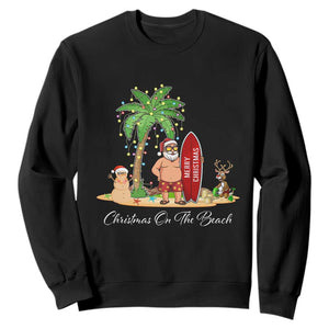 Hawaii Christmas Sweatshirt Christmas On The Beach Holiday Xmas Palm Tree TS10 Black Print Your Wear