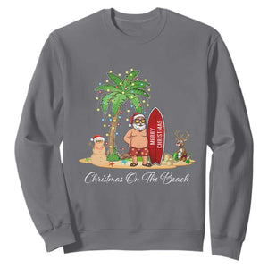 Hawaii Christmas Sweatshirt Christmas On The Beach Holiday Xmas Palm Tree TS10 Charcoal Print Your Wear