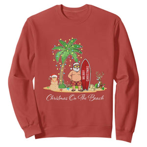 Hawaii Christmas Sweatshirt Christmas On The Beach Holiday Xmas Palm Tree TS10 Red Print Your Wear