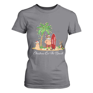 Hawaii Christmas T Shirt For Women Christmas On The Beach Holiday Xmas Palm Tree TS10 Charcoal Print Your Wear