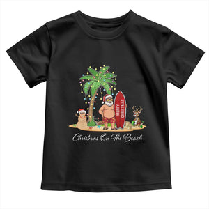 Hawaii Christmas Toddler T Shirt Christmas On The Beach Holiday Xmas Palm Tree TS10 Black Print Your Wear