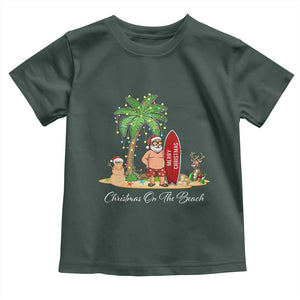 Hawaii Christmas Toddler T Shirt Christmas On The Beach Holiday Xmas Palm Tree TS10 Dark Forest Green Print Your Wear