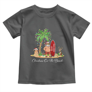 Hawaii Christmas Toddler T Shirt Christmas On The Beach Holiday Xmas Palm Tree TS10 Dark Heather Print Your Wear