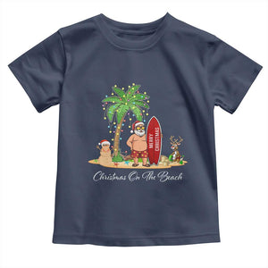 Hawaii Christmas Toddler T Shirt Christmas On The Beach Holiday Xmas Palm Tree TS10 Navy Print Your Wear