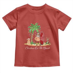 Hawaii Christmas Toddler T Shirt Christmas On The Beach Holiday Xmas Palm Tree TS10 Red Print Your Wear
