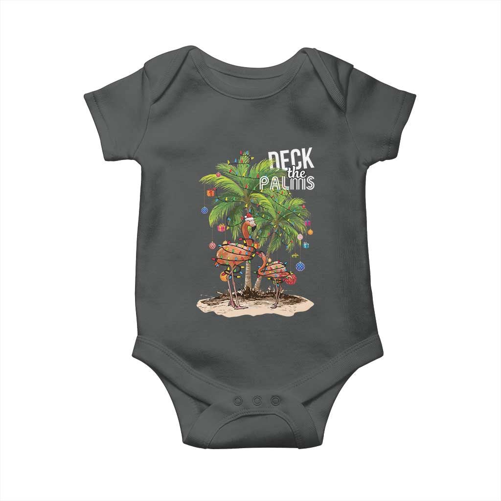 Mele Kalikimaka Hawaiian Christmas Baby Onesie Deck The Palms Holiday Flamingo Beach Family Vacation In Hawaii TS10 Dark Heather Print Your Wear