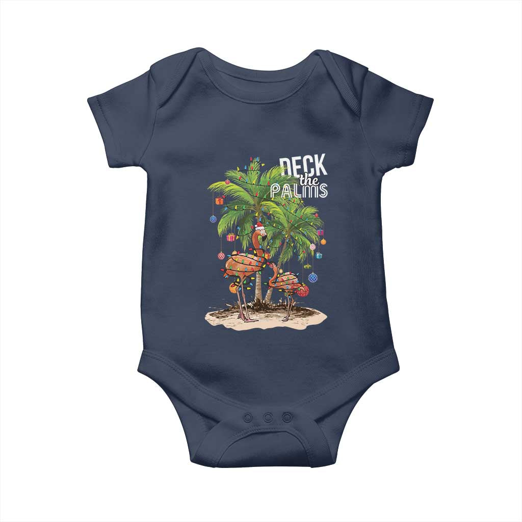 Mele Kalikimaka Hawaiian Christmas Baby Onesie Deck The Palms Holiday Flamingo Beach Family Vacation In Hawaii TS10 Navy Print Your Wear
