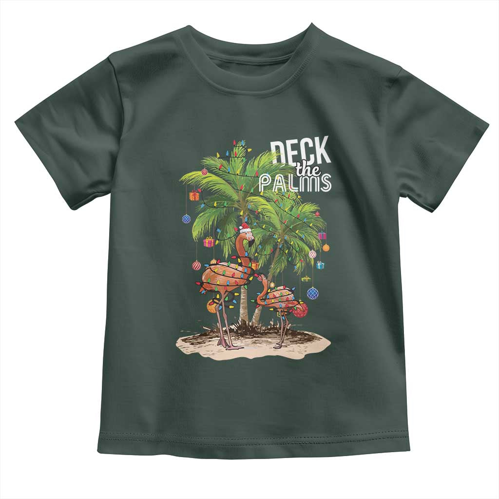 Mele Kalikimaka Hawaiian Christmas Baby Shirt Deck The Palms Holiday Flamingo Beach Family Vacation In Hawaii TS10 Dark Forest Green Print Your Wear