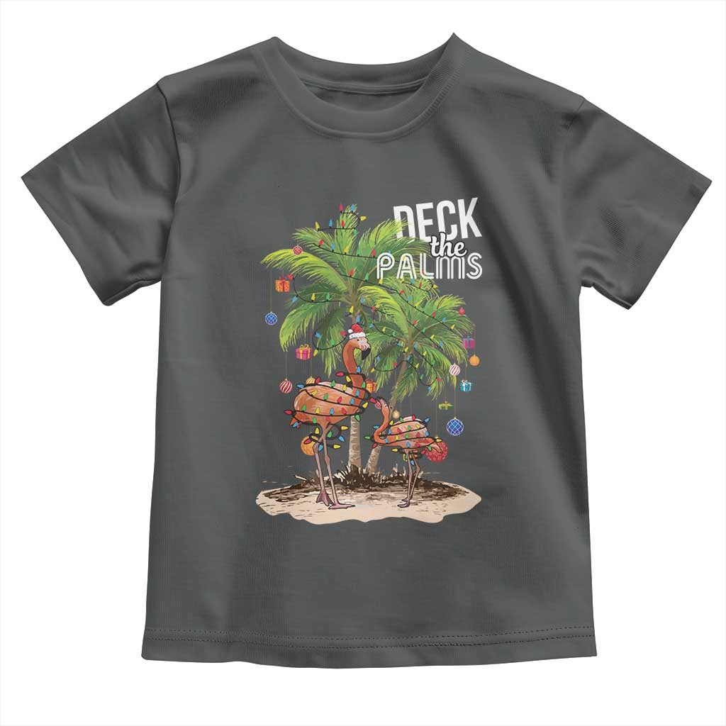 Mele Kalikimaka Hawaiian Christmas Baby Shirt Deck The Palms Holiday Flamingo Beach Family Vacation In Hawaii TS10 Dark Heather Print Your Wear