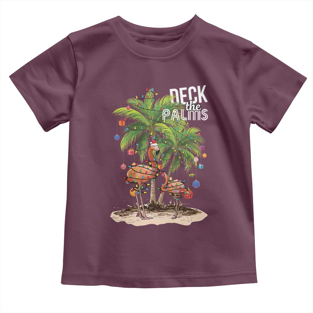 Mele Kalikimaka Hawaiian Christmas Baby Shirt Deck The Palms Holiday Flamingo Beach Family Vacation In Hawaii TS10 Maroon Print Your Wear