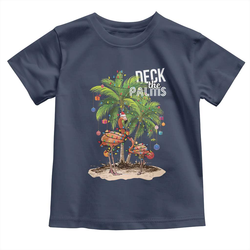 Mele Kalikimaka Hawaiian Christmas Baby Shirt Deck The Palms Holiday Flamingo Beach Family Vacation In Hawaii TS10 Navy Print Your Wear