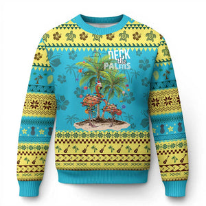 Mele Kalikimaka Hawaiian Christmas Ugly Christmas Sweater Deck The Palms Holiday Flamingo Beach Family Vacation In Hawaii TS10 Hawaii Print Your Wear