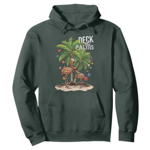 Mele Kalikimaka Hawaiian Christmas Hoodie Deck The Palms Holiday Flamingo Beach Family Vacation In Hawaii TS10 Dark Forest Green Print Your Wear