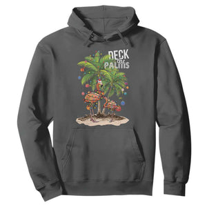 Mele Kalikimaka Hawaiian Christmas Hoodie Deck The Palms Holiday Flamingo Beach Family Vacation In Hawaii TS10 Dark Heather Print Your Wear