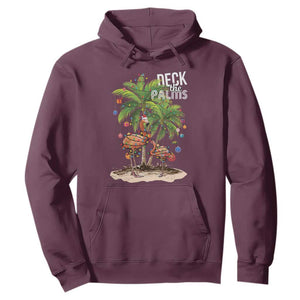 Mele Kalikimaka Hawaiian Christmas Hoodie Deck The Palms Holiday Flamingo Beach Family Vacation In Hawaii TS10 Maroon Print Your Wear