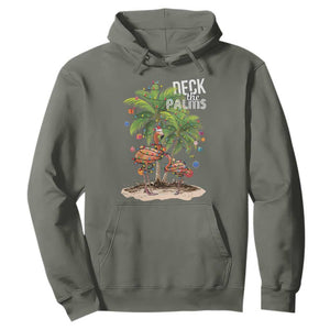 Mele Kalikimaka Hawaiian Christmas Hoodie Deck The Palms Holiday Flamingo Beach Family Vacation In Hawaii TS10 Military Green Print Your Wear