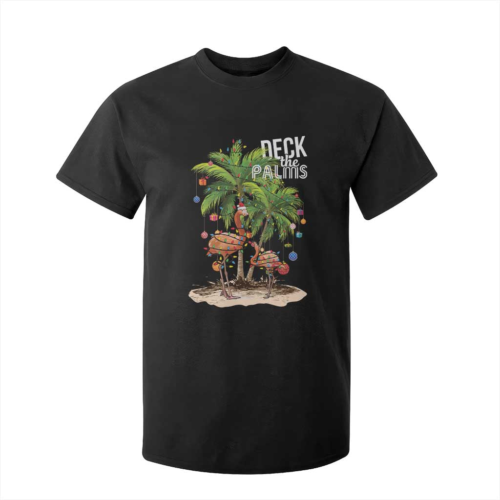 Mele Kalikimaka Hawaiian Christmas T Shirt For Kid Deck The Palms Holiday Flamingo Beach Family Vacation In Hawaii TS10 Black Print Your Wear