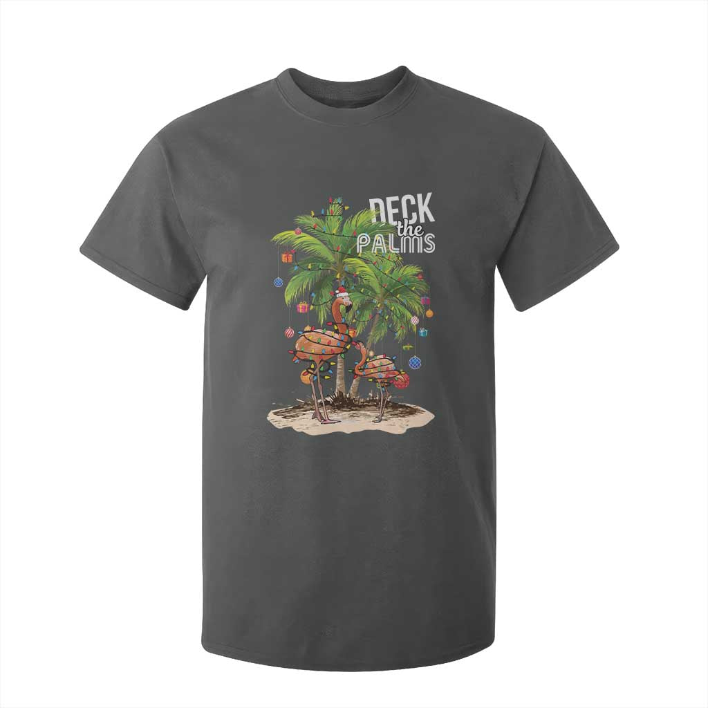 Mele Kalikimaka Hawaiian Christmas T Shirt For Kid Deck The Palms Holiday Flamingo Beach Family Vacation In Hawaii TS10 Dark Heather Print Your Wear