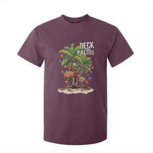 Mele Kalikimaka Hawaiian Christmas T Shirt For Kid Deck The Palms Holiday Flamingo Beach Family Vacation In Hawaii TS10 Maroon Print Your Wear