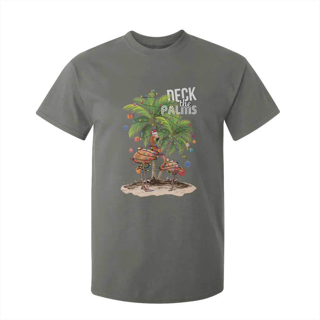 Mele Kalikimaka Hawaiian Christmas T Shirt For Kid Deck The Palms Holiday Flamingo Beach Family Vacation In Hawaii TS10 Military Green Print Your Wear