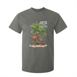 Mele Kalikimaka Hawaiian Christmas T Shirt For Kid Deck The Palms Holiday Flamingo Beach Family Vacation In Hawaii TS10 Military Green Print Your Wear