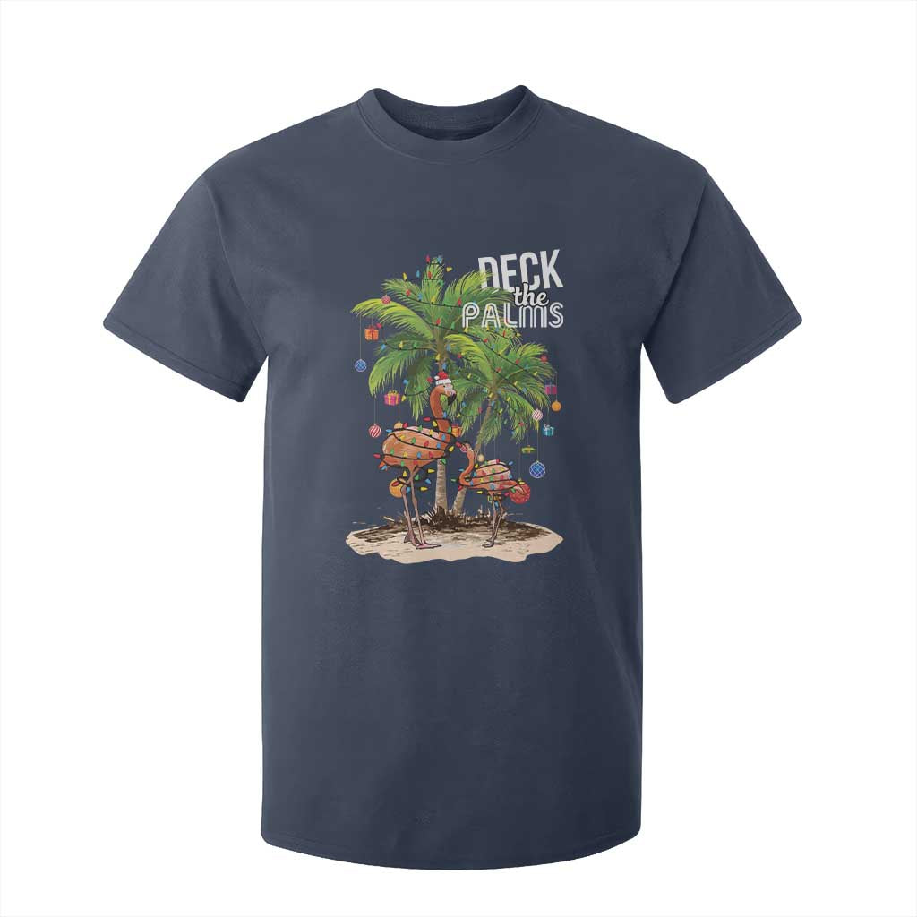 Mele Kalikimaka Hawaiian Christmas T Shirt For Kid Deck The Palms Holiday Flamingo Beach Family Vacation In Hawaii TS10 Navy Print Your Wear