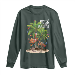 Mele Kalikimaka Hawaiian Christmas Long Sleeve Shirt Deck The Palms Holiday Flamingo Beach Family Vacation In Hawaii TS10 Dark Forest Green Print Your Wear