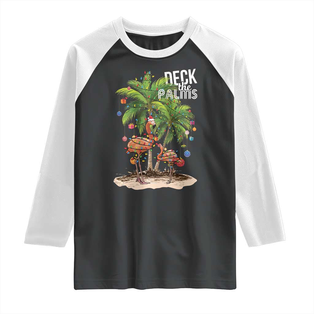 Mele Kalikimaka Hawaiian Christmas Raglan Shirt Deck The Palms Holiday Flamingo Beach Family Vacation In Hawaii TS10 Black White Print Your Wear