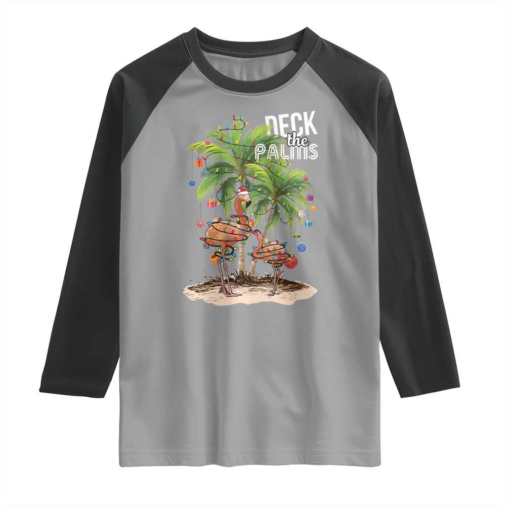 Mele Kalikimaka Hawaiian Christmas Raglan Shirt Deck The Palms Holiday Flamingo Beach Family Vacation In Hawaii TS10 Sport Gray Black Print Your Wear