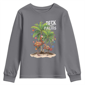 Mele Kalikimaka Hawaiian Christmas Youth Sweatshirt Deck The Palms Holiday Flamingo Beach Family Vacation In Hawaii TS10 Charcoal Print Your Wear