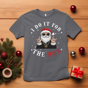 Funny Santa Christmas T Shirt I Do It For The Ho's Rude Xmas TS10 Charcoal Print Your Wear