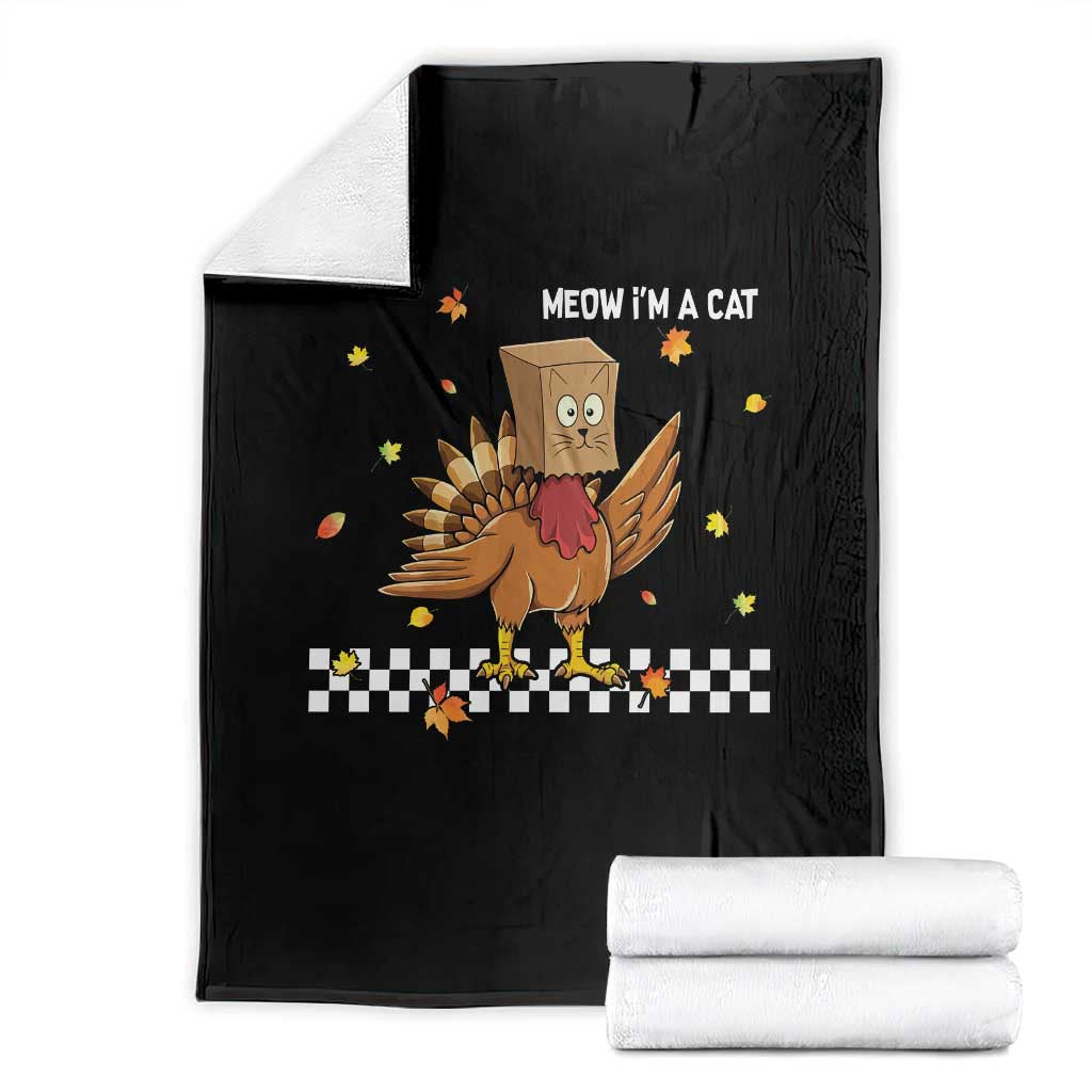 Turkey Cat Throw Blanket Funny Thanksgiving Meow TS10 Black Print Your Wear