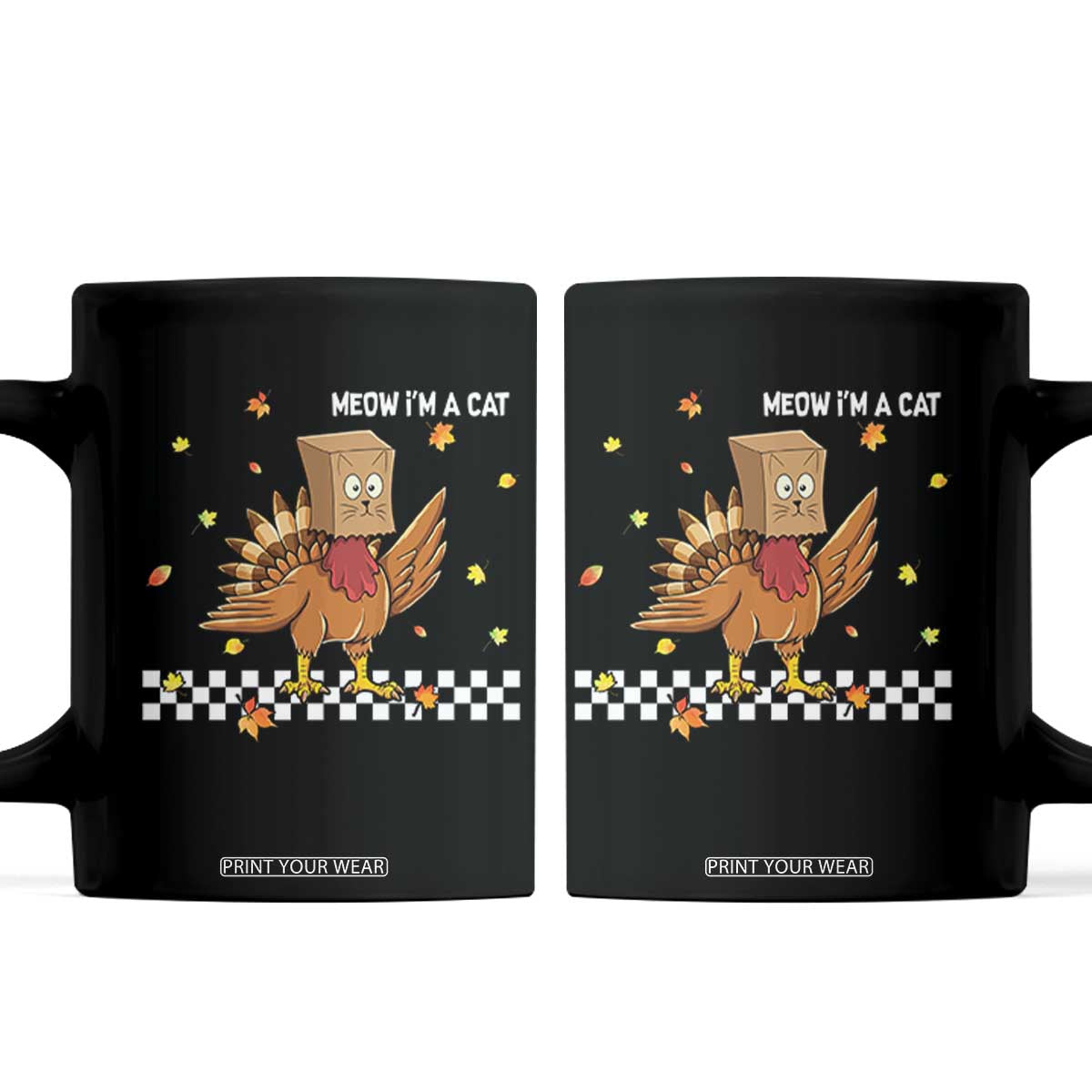 Turkey Cat Coffee Mug Funny Thanksgiving Meow TS10 Black Print Your Wear