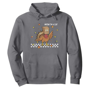 Turkey Cat Hoodie Funny Thanksgiving Meow TS10 Charcoal Print Your Wear