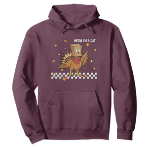 Turkey Cat Hoodie Funny Thanksgiving Meow TS10 Maroon Print Your Wear