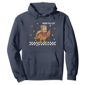Turkey Cat Hoodie Funny Thanksgiving Meow TS10 Navy Print Your Wear