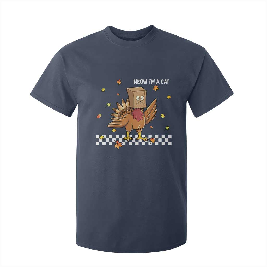 Turkey Cat T Shirt For Kid Funny Thanksgiving Meow TS10 Navy Print Your Wear