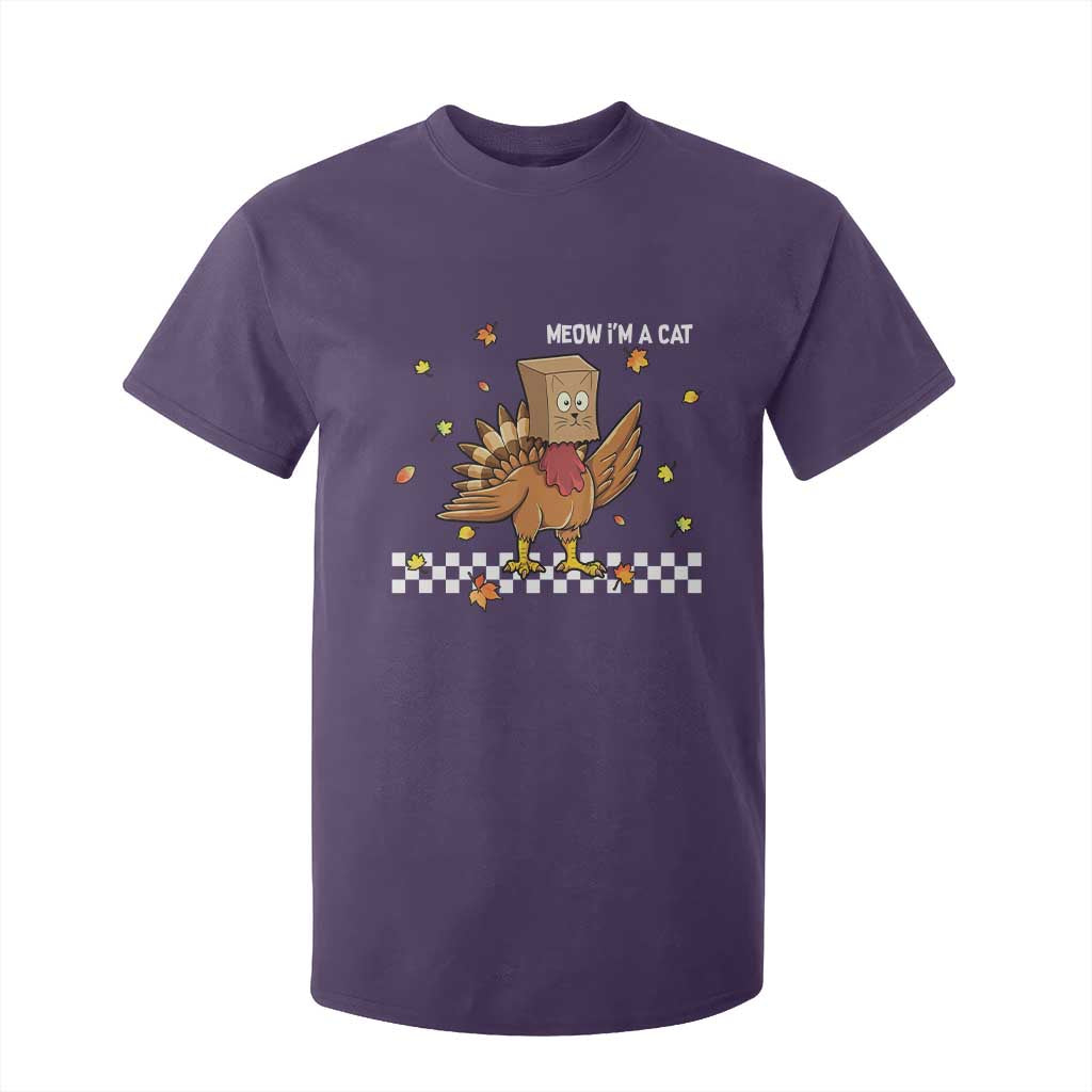 Turkey Cat T Shirt For Kid Funny Thanksgiving Meow TS10 Purple Print Your Wear
