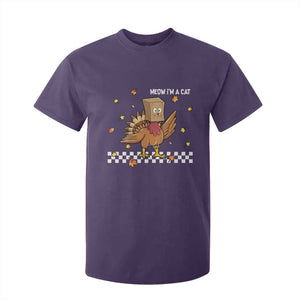 Turkey Cat T Shirt For Kid Funny Thanksgiving Meow TS10 Purple Print Your Wear